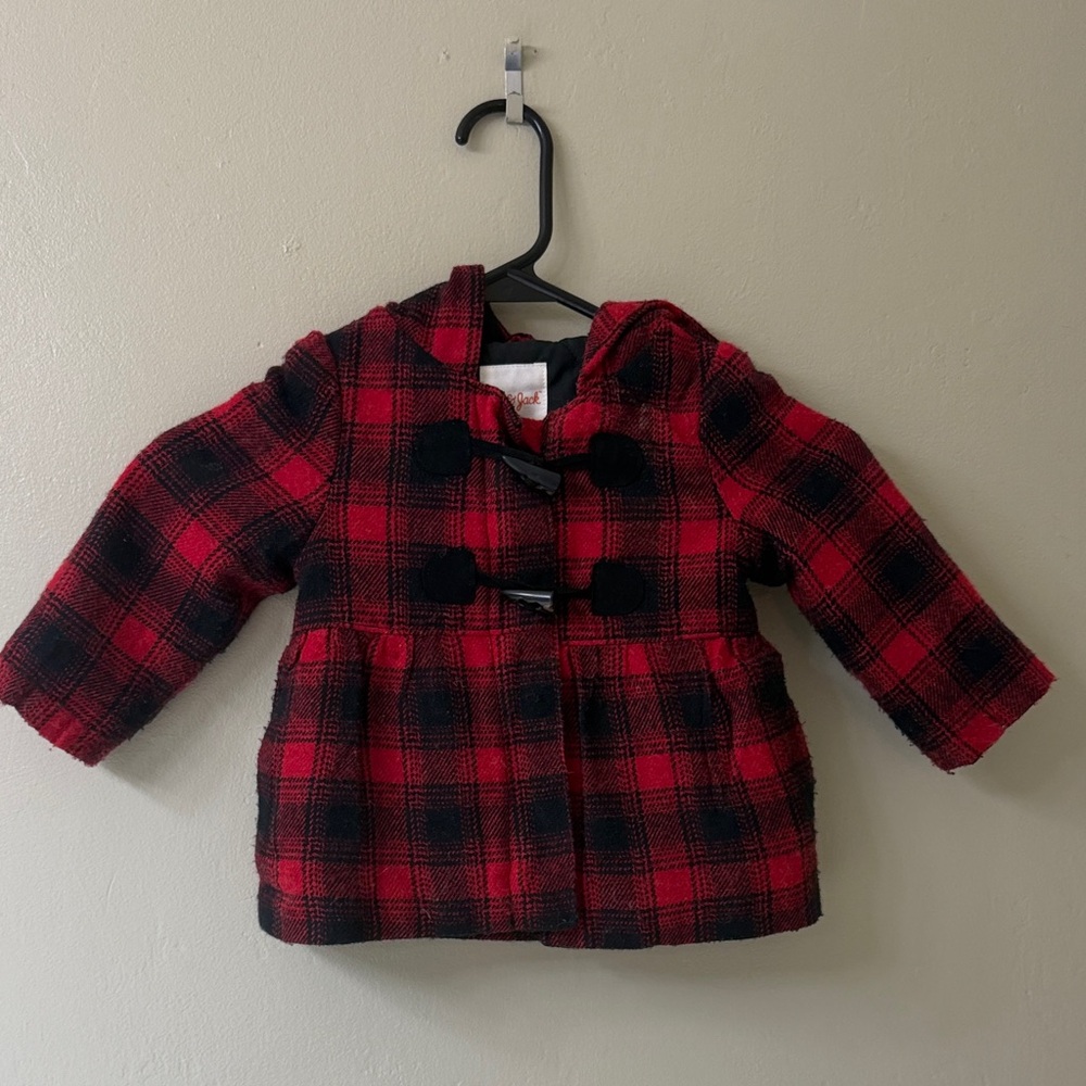 Cat & Jack Kids' Red and Black Checkered Pea Coat